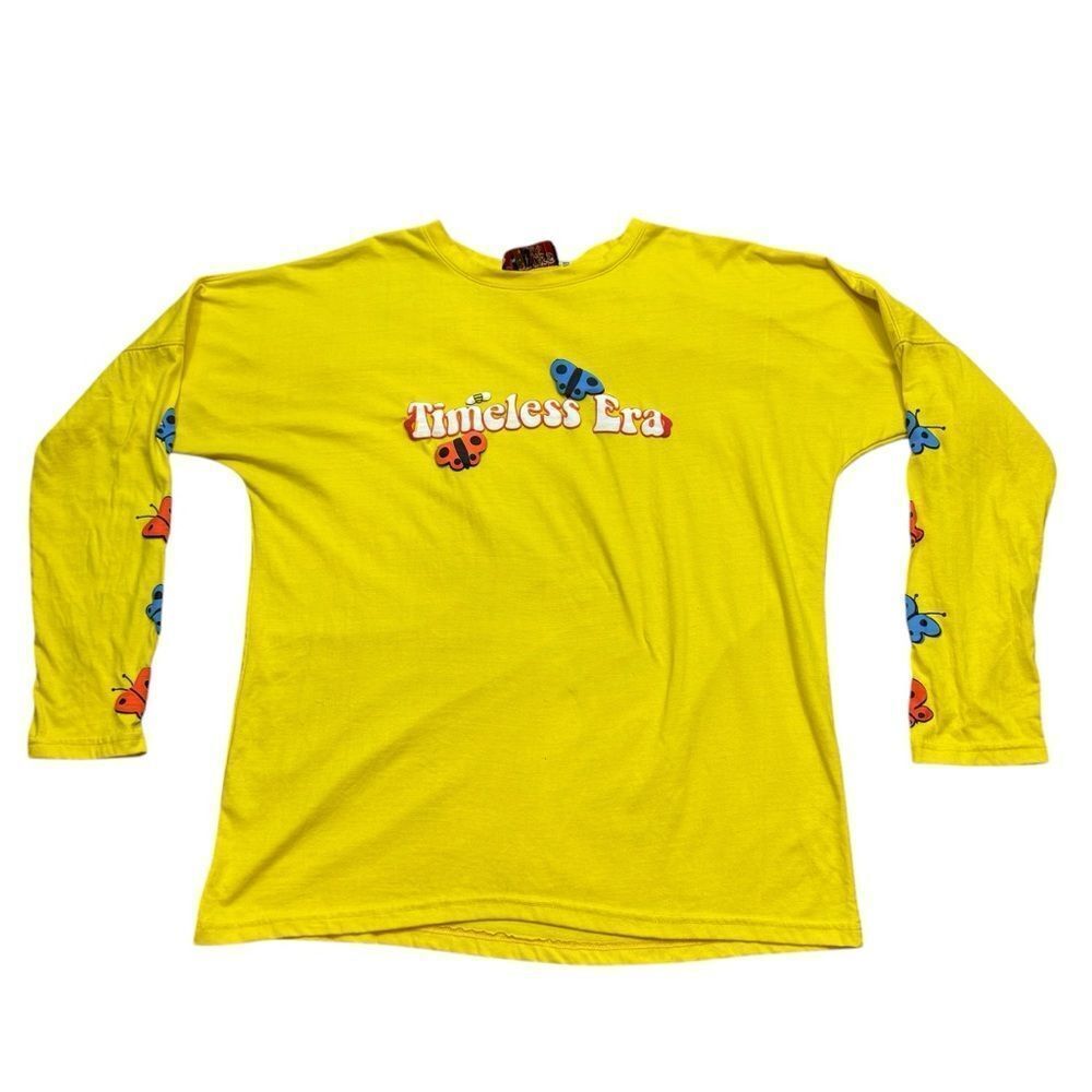 Ladies Timeless Era Brand Yellow Long Sleeve Print T-Shirt Size XXL